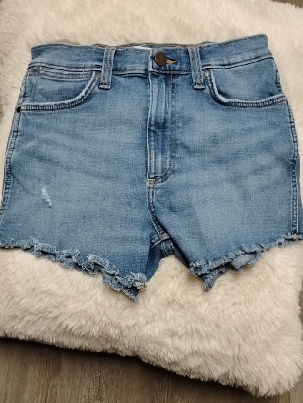 Wrangler Blue Frayed Hem Denim Shorts
